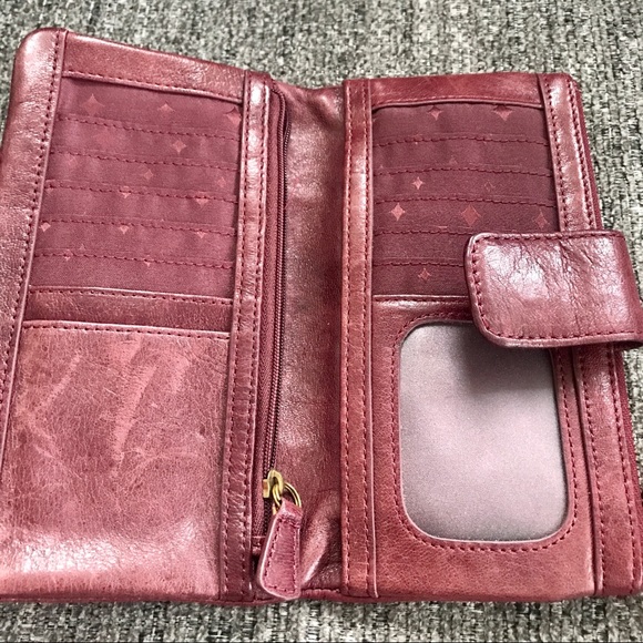 Red leather Fossil wallet distressed - Picture 5 of 14